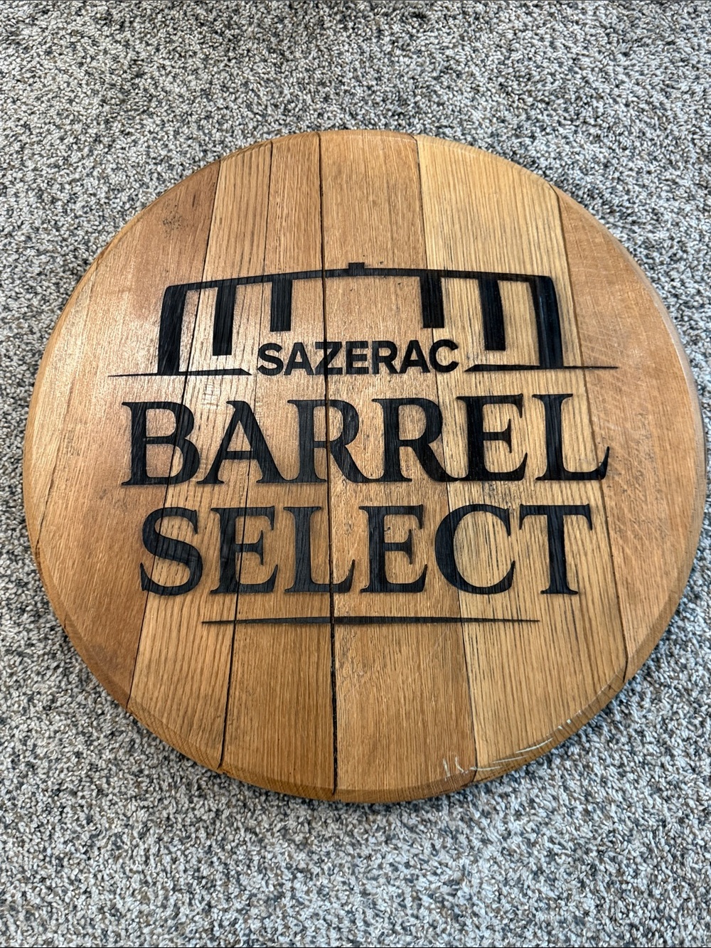 Authentic Carved Buffalo Trace Sazerac Distillery Bourbon Barrel Head